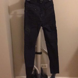 Club Monaco Navy pants with leather accents